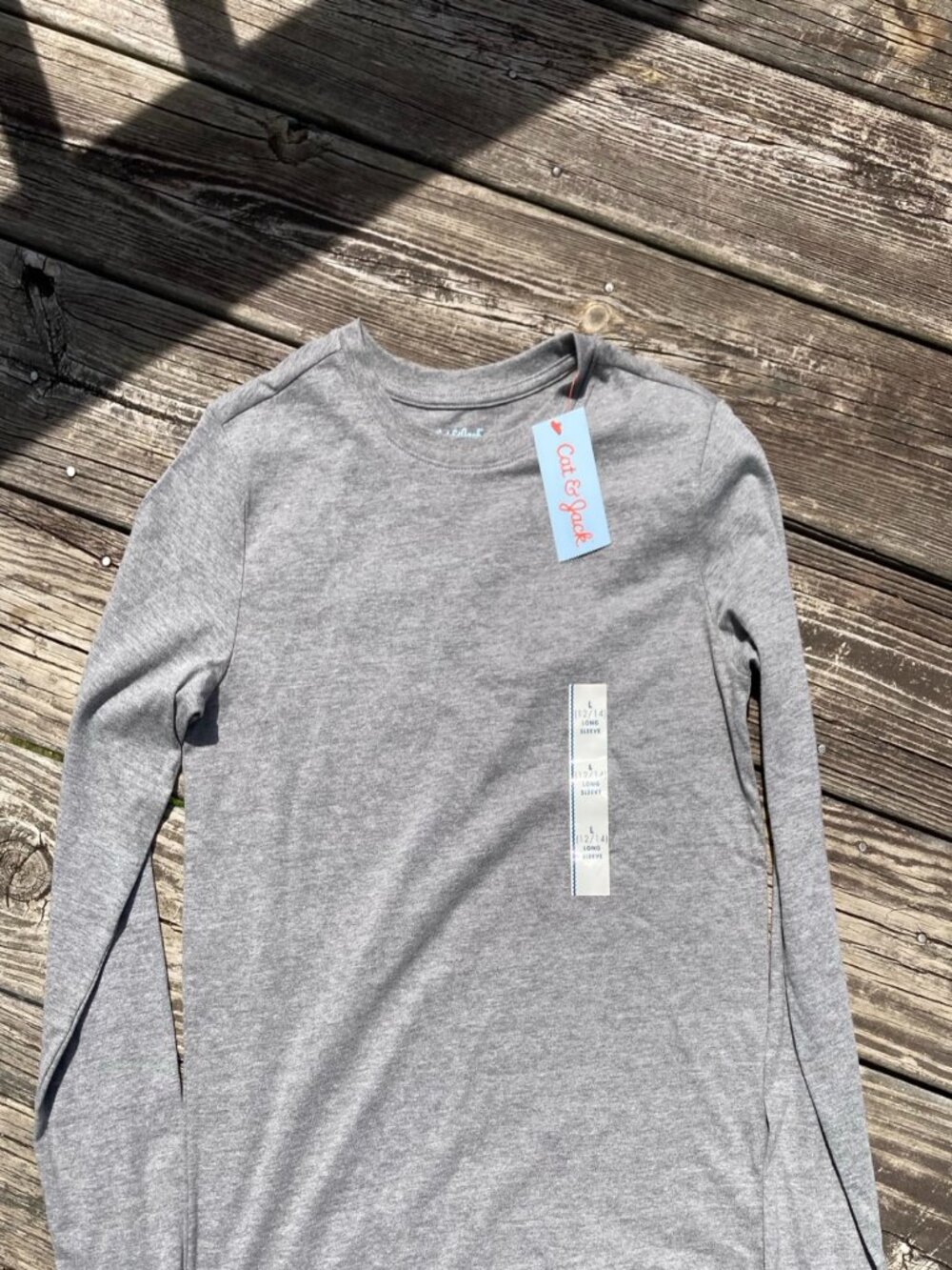 NWT Cat & Jack Gray Long Sleeve Tee Kids L (10/12)
